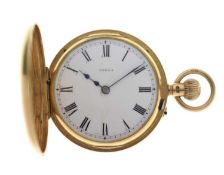 Edwardian 18ct gold half hunter fob watch