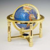 Late 20th century specimen stone terrestrial desk globe