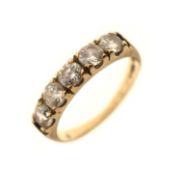 9ct gold dress ring set five white stones