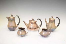 Five piece Clements pattern tea and coffee service by Mappin & Webb, designed by Eric Clements