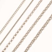 Group of silver necklaces, etc