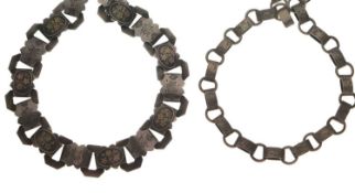 Victorian Aesthetic style white metal bookchain necklace, plus another similar