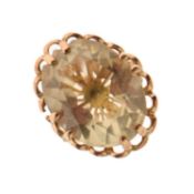 Vintage pale yellow quartz 9ct gold dress ring