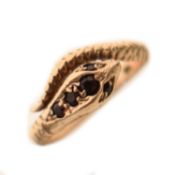 20th century 9ct gold serpent ring