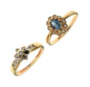 9ct gold diamond cluster ring (a/f) and another cluster ring (2)