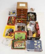 Meccano - Scratch-built chest, with boxed and loose items