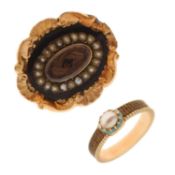 Victorian mourning brooch and ring (2)