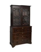 George III mahogany secretaire bookcase
