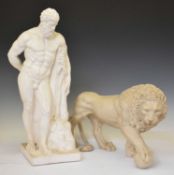 Large plaster model of the Farnese Hercules, plus model of a lion of St Mark's