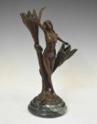 Art Nouveau style bronzed sculpture