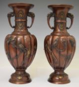 Pair of Japanese Meiji bronze vases