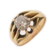Diamond single stone yellow metal ring