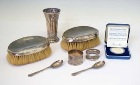 Assorted silver to include an Edward VII silver vase with Art Nouveau decoration, etc