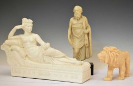 Reproduction plaster bust of Socrates, etc