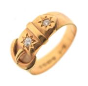 Edwardian 18ct gold diamond set buckle ring