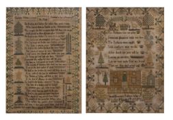 Two early 19th century needlework samplers