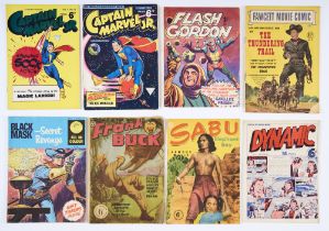 L. Miller Mix + (1940s-50s). Captain Marvel Jr 12, 20, Flash Gordon 1, Fawcett Movie Comic 53, Black