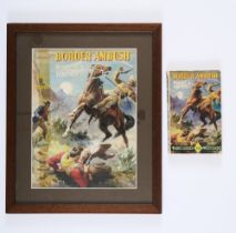 Border Ambush original book cover artwork (1952) painted and signed by John F. Campbell, with