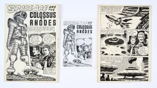 Space Ace and the Colossus of Rhodes, four original artworks by Ron Turner (1961) for Space Ace No 8