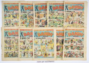 Dandy (1944-45) 257-308. Two complete years. Propaganda war issues, low grades. 3 issues missing