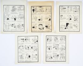 'Laugh with SEAC'. Five page original artwork war story (1945) drawn and (each page) signed by