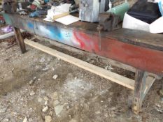 Workshop bench c/w 2 vices