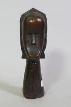 African carved wood head, 32cm high
