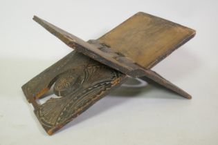 Antique Tuareg tribal carved wood Quoran stand, 28 x 50cm