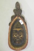 New Guinea painted carved wood dish