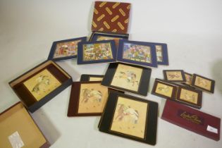 Eight place table mats and coasters decorated in Persian and oriental themes