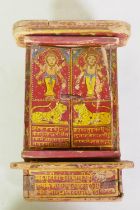 Indian polychrome painted wood hanging wall shrine