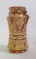 Hispano Moresque albarello jar with lustre glaze decoration, 26cm high