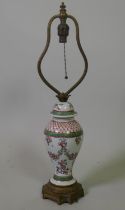 Antique porcelain table lamp in the Chinese style, with ormolu mounts, 46cm high