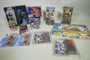 Collection of Kenna and Hasbro Star Wars collectable figures, including Boba Fett, C-3PO, Tie