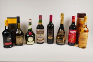 A collection of vintage wine and spirits to include Glenmorangie 10 year old Single Highland Malt