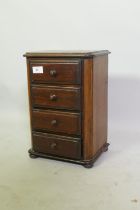 A C19th mahogany table chest of four drawers, 26 x 20 x 39cm