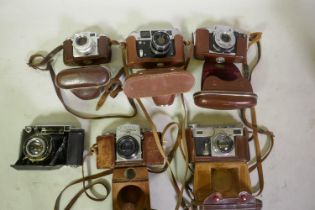 Vintage 35mm cameras, Paxette Super; Russian Fed 4; Cortaflex; Exakta-Varex; Contax; Zeiss Ikon
