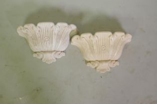 Pair of plaster wall mounted uplighters, 36 x 20cm high