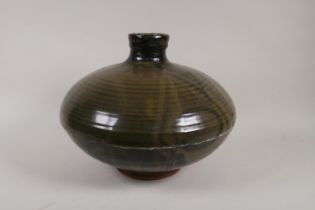 A studio pottery vase of squat form, maker's mark to the base, believed to be Barbel Dister, (