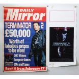 Scarce Original Daily Mirror Terminator 2 Promotional Poster.