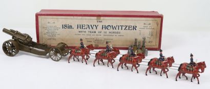 Britains boxed set 211 Royal Artillery 18in Heavy Howitzer with ten horse team, second version 1930s