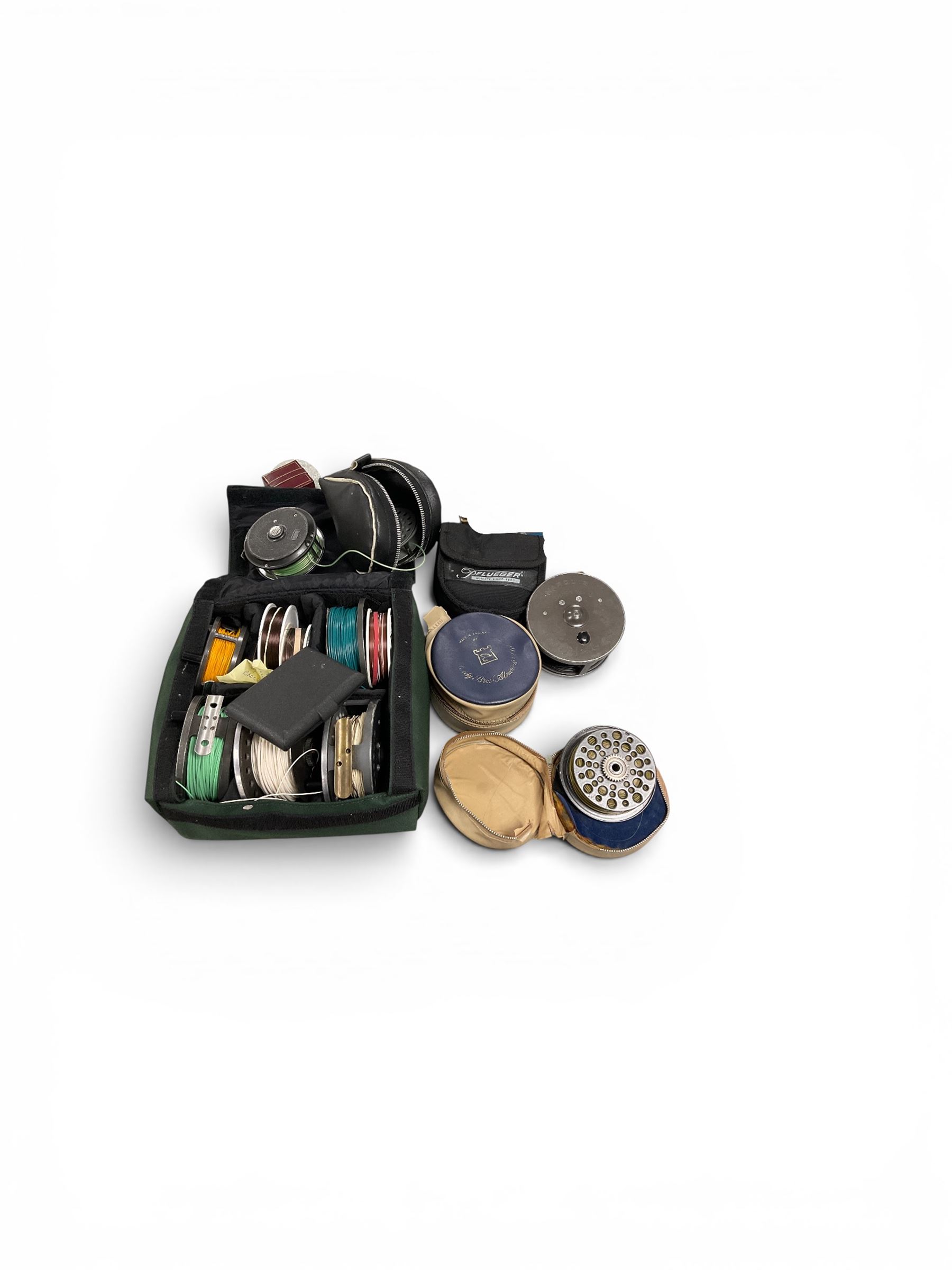 Collection of fly fishing and spool reels including