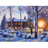 Thomas Barry Hudson (British 1943-): 'Bronte Parsonage in the Snow'