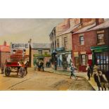 Bernard Whitaker (British 20th century): Horse-drawn Carriages in Castleford
