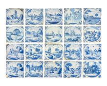 A collection of Delft tiles.