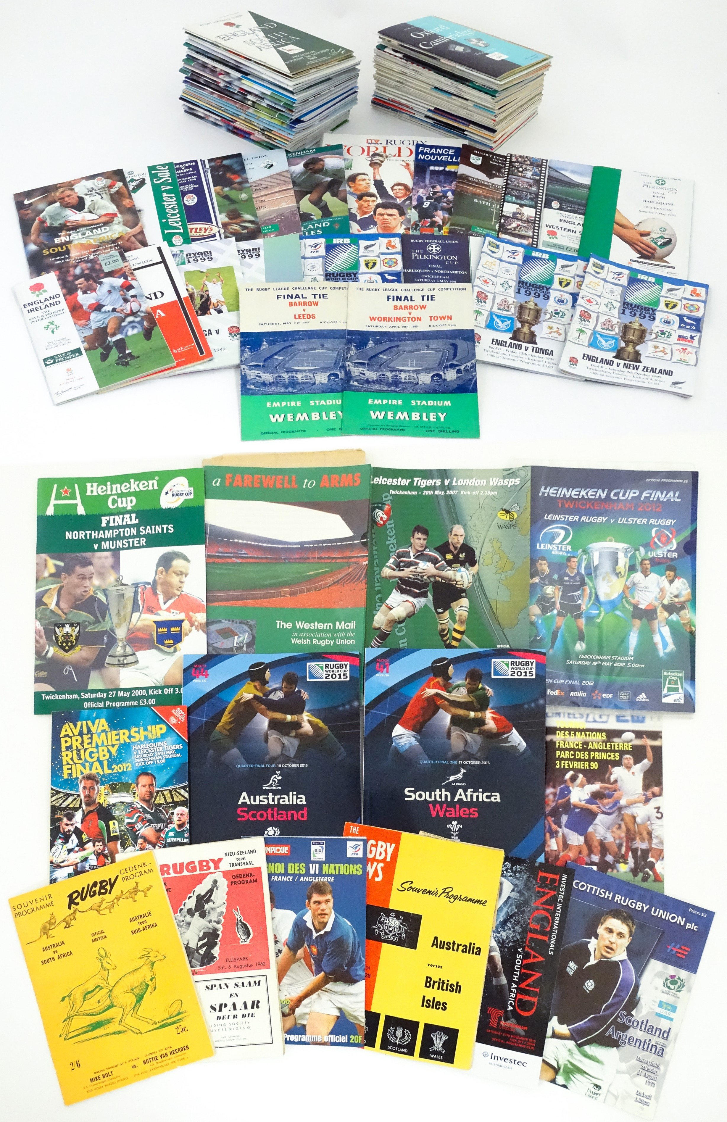 A large quantity of Rugby Union international match and World Cup competition programmes 1954- 2015.