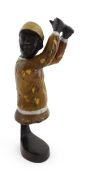 A 20thC bronze sculpture modelled as a golfer raised on a golf club base. In the manner of Mark
