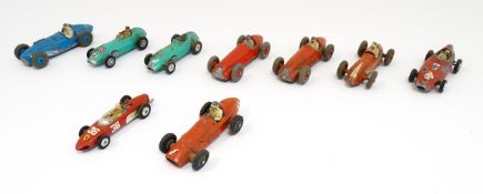 Toys: Nine assorted die cast scale model racing cars to include Dinky Toys: Alfa Romeo no. 232,