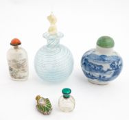 Three assorted scent bottles to include a French miniature scent bottle titled Amitie Durable (