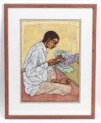 Shanti Panchal (b. 1951), Indian School, Watercolour, Untitled, A portrait of a craftsman. Signed in